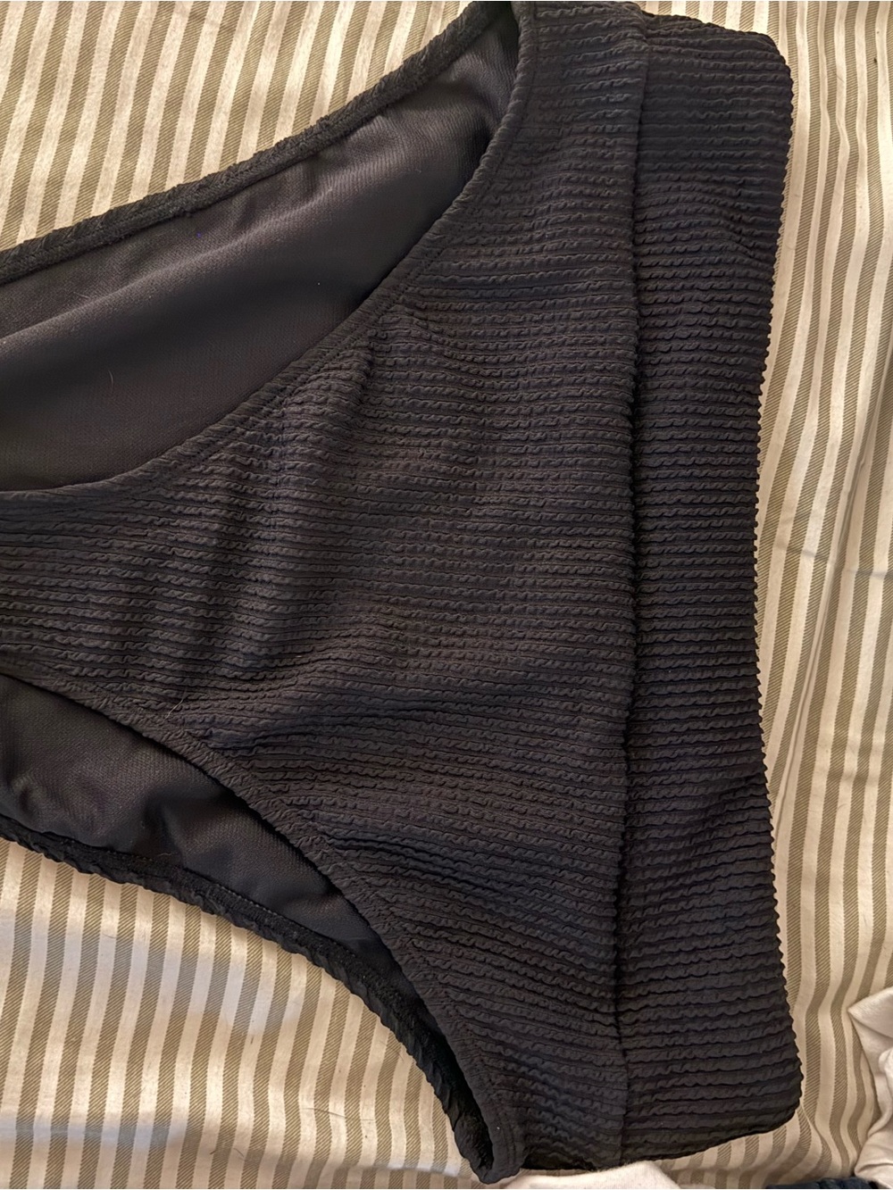 Source Unknown Black Ribbed High-Cut Bikini Bottom